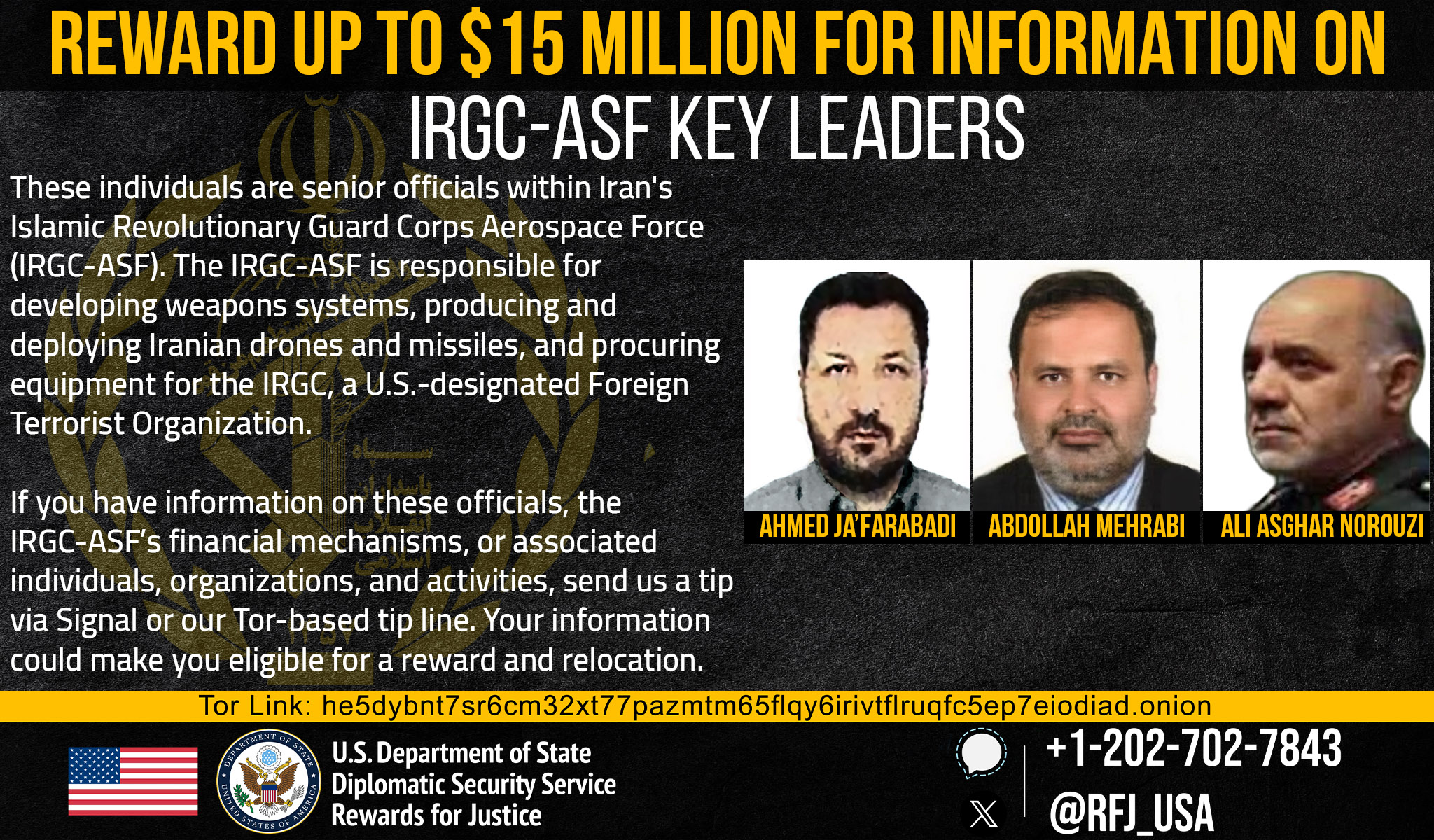 Amerika yashyize miliyoni 15$ ku makuru yerekeye abayobozi 3 b'ingabo muri Iran